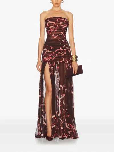 RETROFÉTE ANNALISE ABSTRACT-PRINT STRAPLESS DRESS