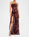 Retroféte Annalise Ruched Strapless Polka Dot Dress In Latte Abstractorchid