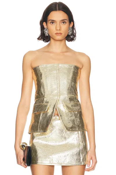 Retroféte Annie Leather Top In Gold