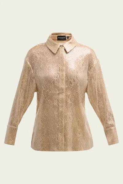 Retroféte Ariana Sequin Lace Shirt In Nude In White