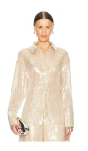 Retroféte Ariana Sequin Lace Button-front Shirt In Nude