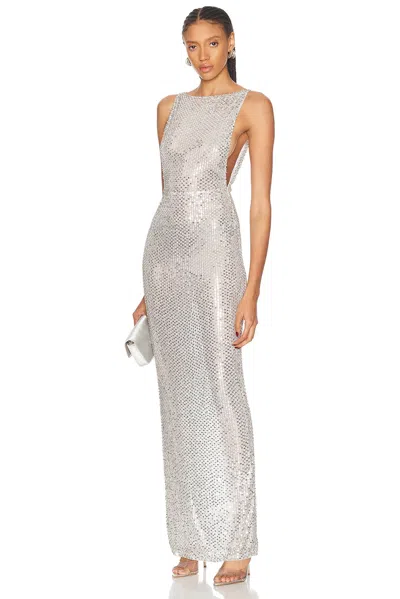 Retroféte Asha Sequin Dress In White Silver