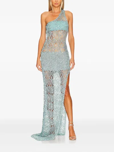 Retroféte Askala One-shoulder Maxi Dress In Blue