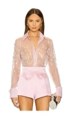 Retroféte Aubriella Embellished Shirt In Earl Rose In Earl Rose
