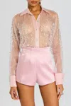 Shop Retroféte Aubriella Embellished Shirt In Earl Rose