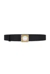 Retroféte Pearl-embellished Square-buckle Belt In Black