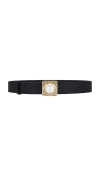 Retroféte Pearl-embellished Square-buckle Belt In Black