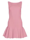 Retroféte Audrina Metallic Knit Godet-skirt Sleeveless Mini Dress In Pink
