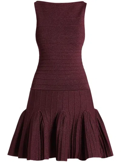 Retroféte Audrina Metallic Knit Godet-skirt Sleeveless Mini Dress In Burgundy