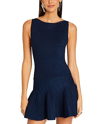 Retroféte Audrina Fitted Ruffle Trim Mini Dress In Navy