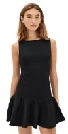 Retroféte Audrina Metallic Knit Godet-skirt Sleeveless Mini Dress In Black