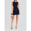 Retroféte Audrina Fitted Ruffle Trim Mini Dress In Navy