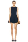 Retroféte Audrina Fitted Ruffle Trim Mini Dress In Navy