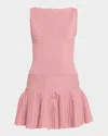 Retroféte Audrina Metallic Knit Godet-skirt Sleeveless Mini Dress In Pink