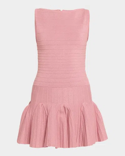 RETROFÉTE AUDRINA METALLIC KNIT GODET-SKIRT SLEEVELESS MINI DRESS