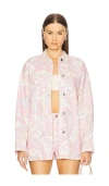 Retroféte Aurelie Denim Shirt In Pastel Paisley