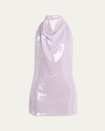 Retroféte Avenya Sequined Halter Mini Dress In Purple