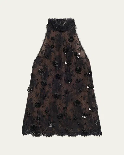 Retroféte Banks Lace Mini Dress In Black