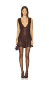 Retroféte Bastet Embellished Dress In Brown