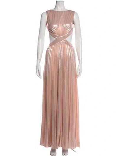 Pre-owned Retroféte Bateau Neckline Long Dress In Orange