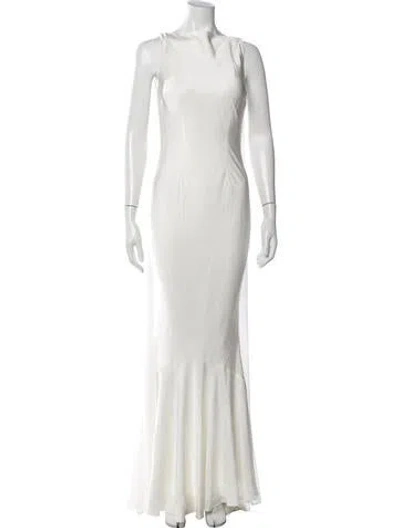 Pre-owned Retroféte Bateau Neckline Long Dress In White