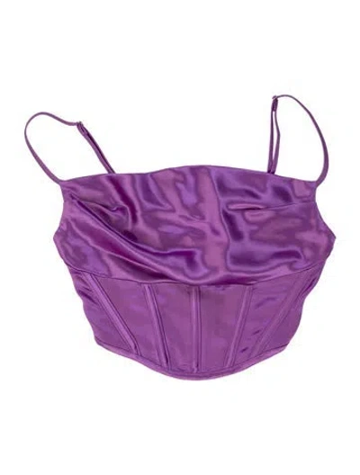 Pre-owned Retroféte Bateau Neckline Long Sleeve Crop Top In Purple