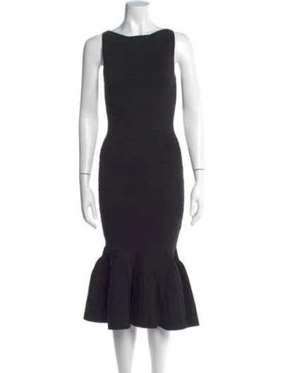 Pre-owned Retroféte Bateau Neckline Midi Length Dress In Blue