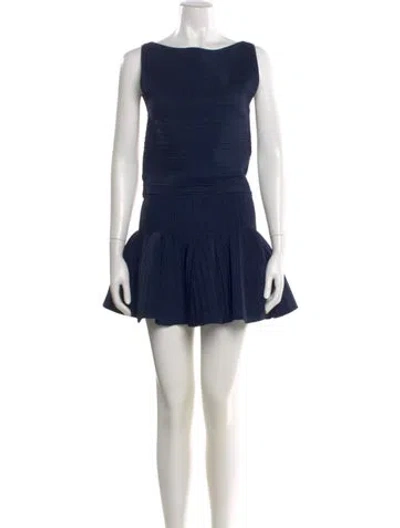 Pre-owned Retroféte Bateau Neckline Mini Dress In Blue