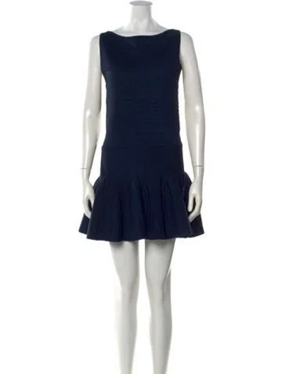 Pre-owned Retroféte Bateau Neckline Mini Dress In Blue