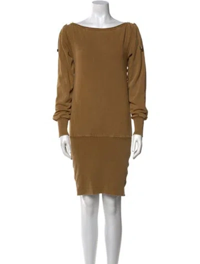 Pre-owned Retroféte Bateau Neckline Mini Dress In Brown
