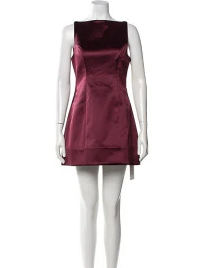 Pre-owned Retroféte Bateau Neckline Mini Dress In Burgundy