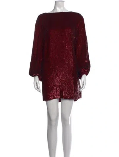 Pre-owned Retroféte Bateau Neckline Mini Dress In Burgundy/pink/purple