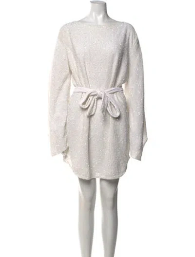 Pre-owned Retroféte Bateau Neckline Mini Dress In Neutrals