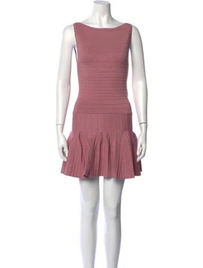 Pre-owned Retroféte Bateau Neckline Mini Dress In Pink