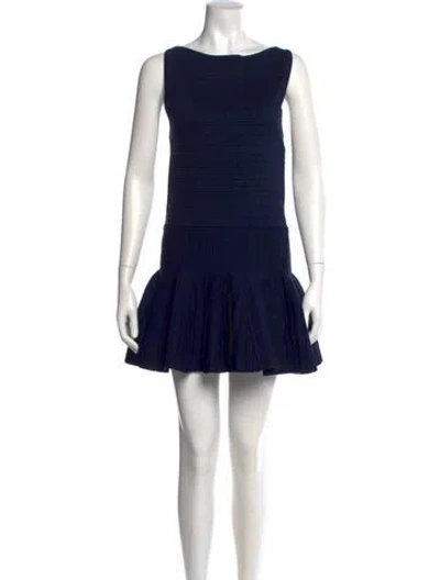 Pre-owned Retroféte Bateau Neckline Mini Dress W/ Tags In Blue