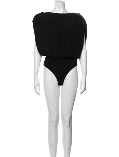 Pre-owned Retroféte Bateau Neckline Sleeveless Bodysuit In Black