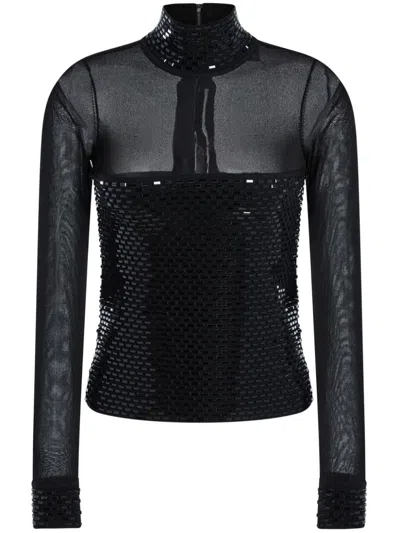 Retroféte Bead-embellished Blouse In Black