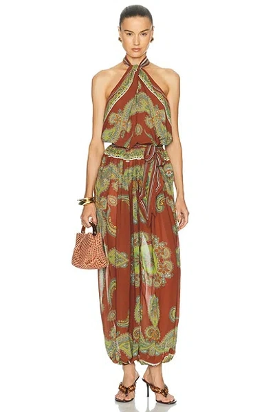 Retroféte Beatty Jumpsuit In Rust Paisley
