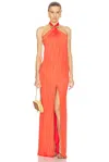 Retroféte Becs Satin Halter Gown