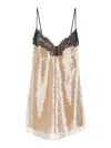 Retroféte Olive Sequin Dress Cream In Beige