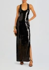 Retroféte 'bella' Long Dress With Wide Neckline And Sequined Details In Black