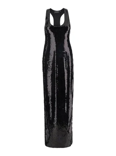 Retroféte 'bella' Long Dress With Wide Neckline And Sequined Details In Polyester Woman