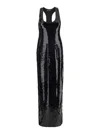 Retroféte 'bella' Long Dress With Wide Neckline And Sequined Details In Black