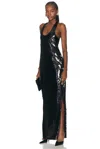 Retroféte 'bella' Long Dress With Wide Neckline And Sequined Details In Black