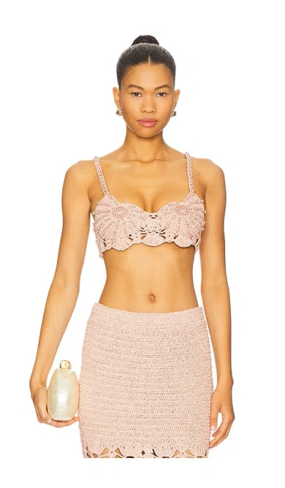 Retrofete Bellini Crochet Top In Pink