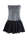 Retroféte Bello Strapless Crystal-embellished Cotton And Cashmere-blend Mini Dress In Black/silver