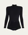 Retroféte Bethanie Rhinestone Turtleneck Romper In Black