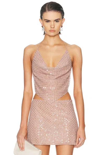 Retroféte Bethely Sequin Top In Truffle