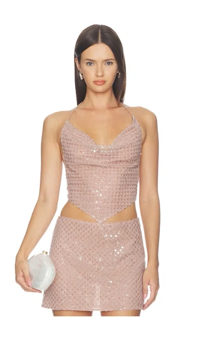 Retroféte Bethely Sequin Top In Pink