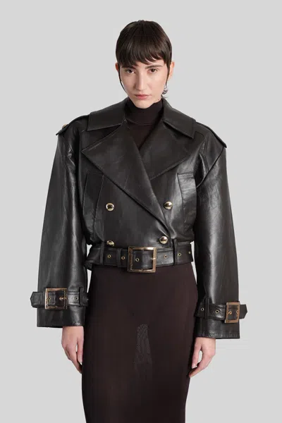 Retroféte Biker Jacket In Brown Leather In Black